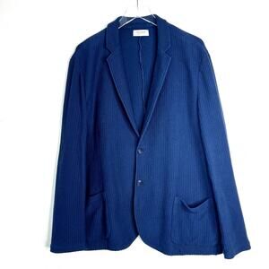 Falconeri Knit Blazer Jacket Cardigan Two Button Men Navy Blue Collared XL